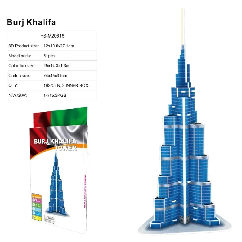 3D Architectural Puzzle Landmark Paper Building Model for Kids