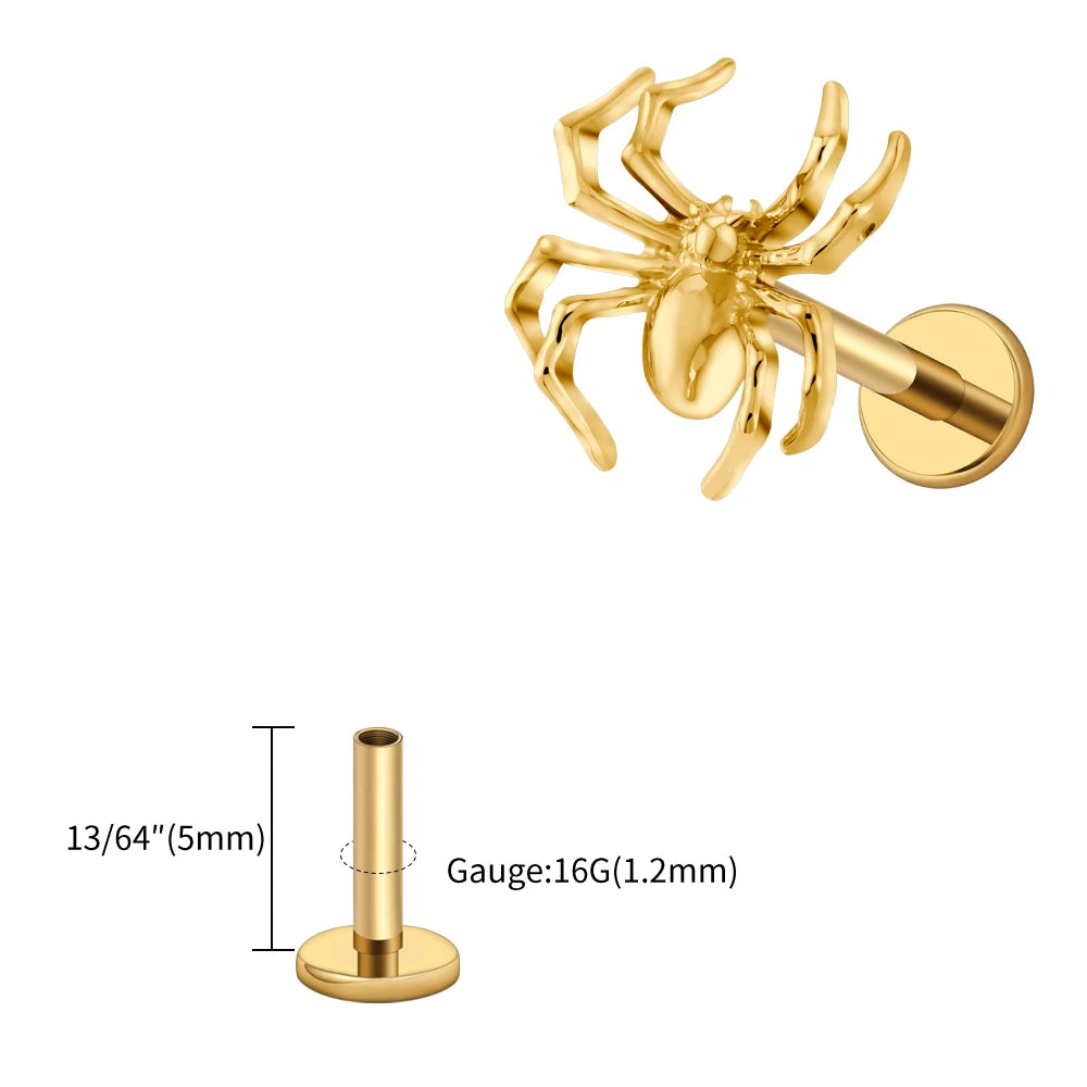 Titanium Labret Stud Spider Lip Tragus Cartilage Helix Piercing