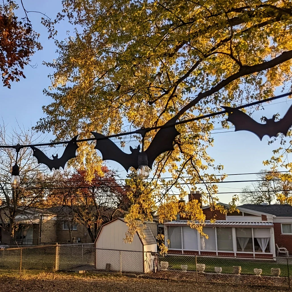 Halloween Bat Decorations, 12PCS Hanging Plastic Bats for Outdoor Decor