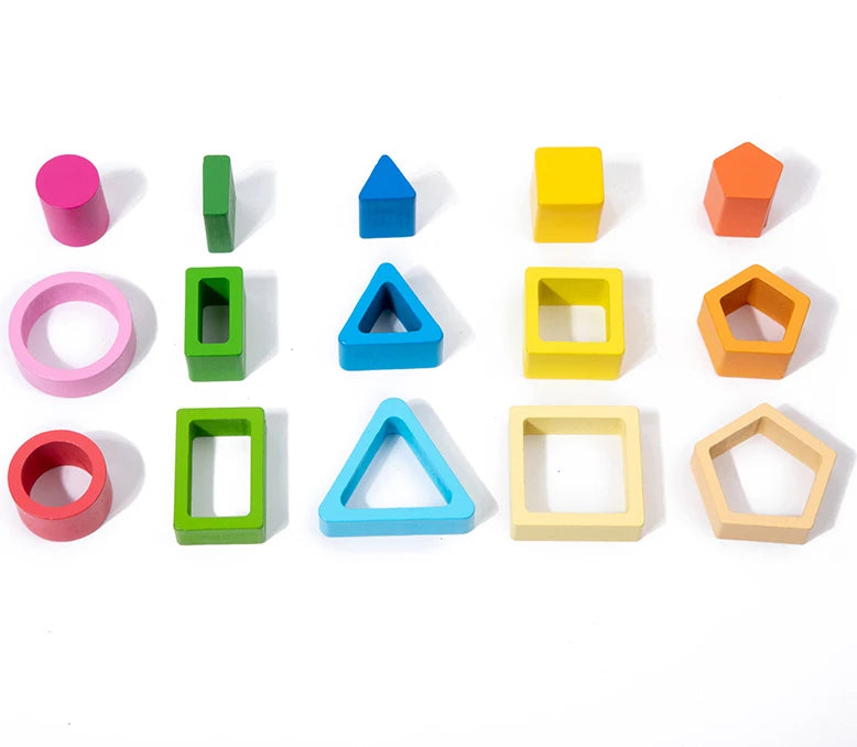 Montessori Sorting Toy – Wooden Shape & Color Stacking Game for Kids