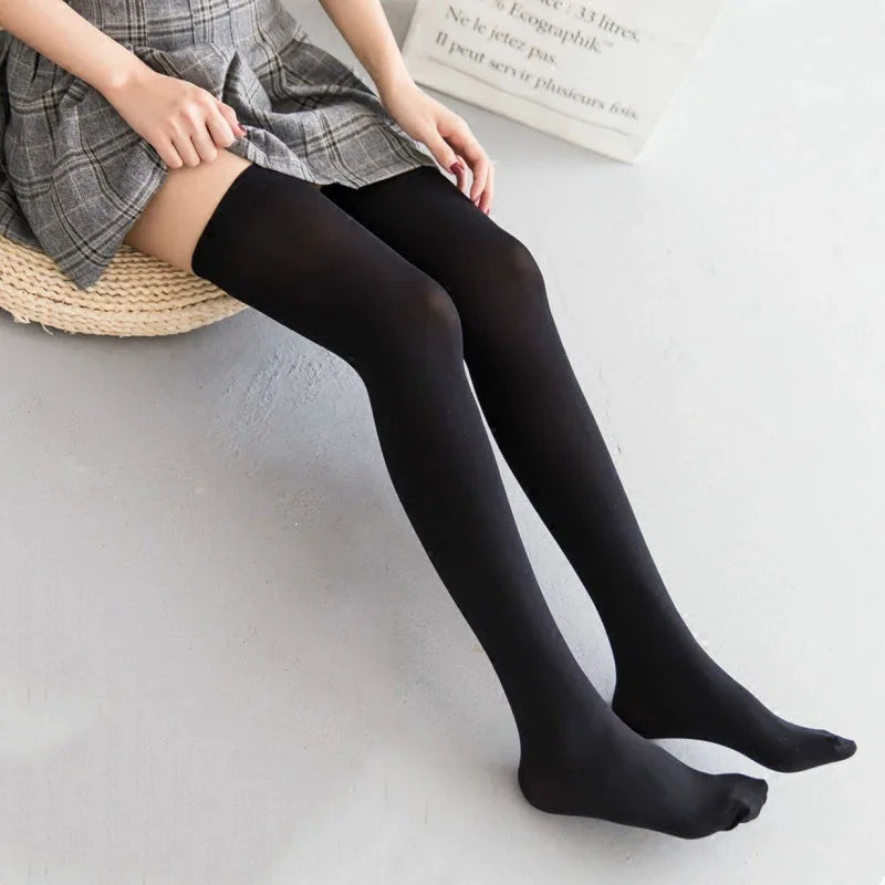 Spring Thin Sexy Black White Soild Color Long Socks Women Over Knee Thigh High Stockings Lolita Ladies Girls Warm Knee Socks