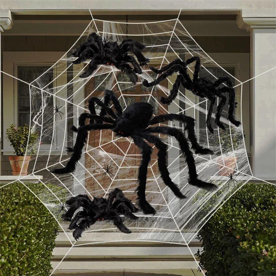 Giant Halloween Spider – Scary Spider Web Outdoor Decor