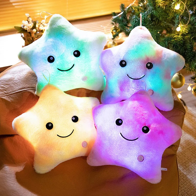 24*22CM Luminous Five-pointed Star Plush Toys Glowing Star Stuffed Soft Doll Pillow Nice Halloween Xmas Gifts
