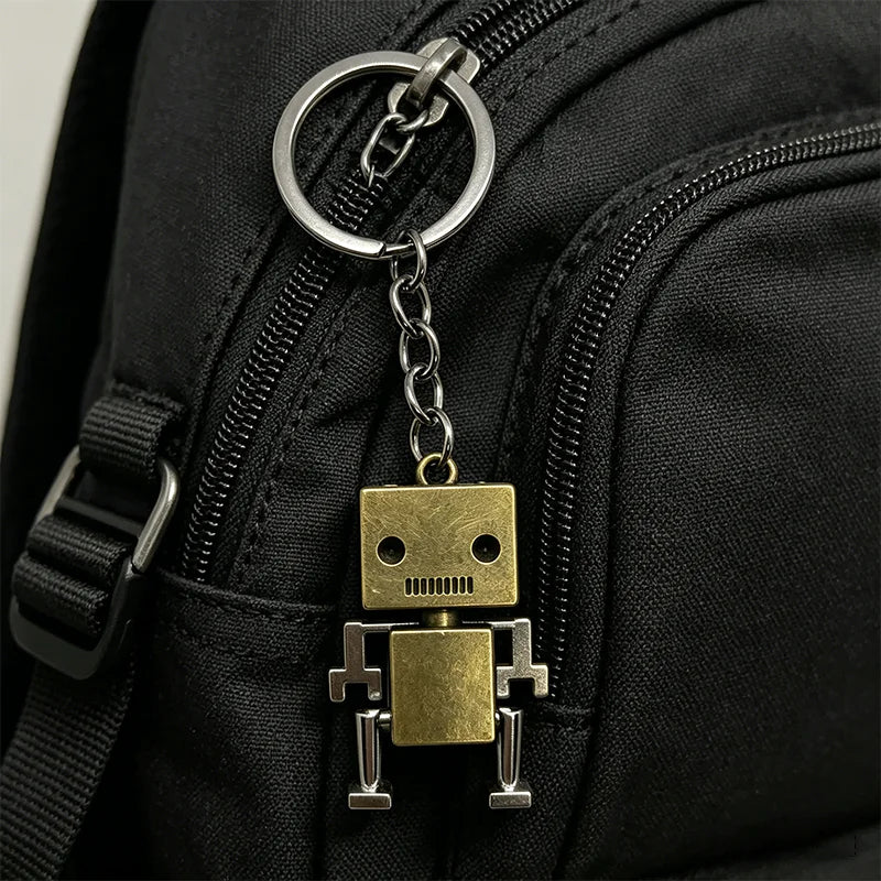 Robot Keychain – Retro Movable Metal Key Ring