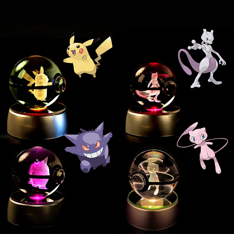3D Crystal Ball Night Light – Glass LED Decorative Lamp