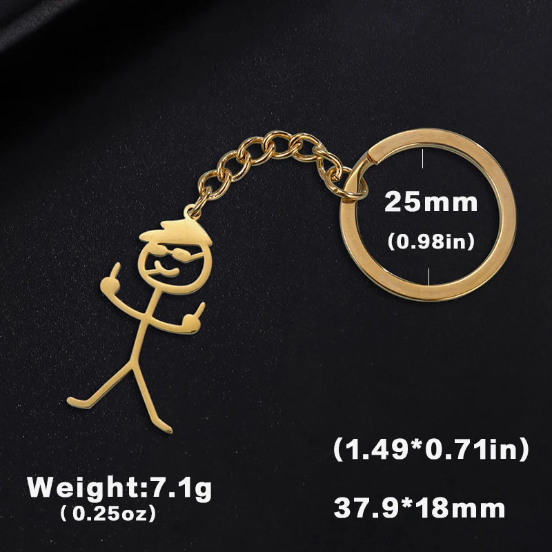 Middle Finger Keychain Stainless Steel