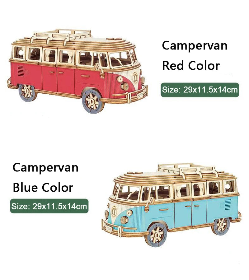 3D Wooden Puzzle Retro Campervan DIY Model Building Toy