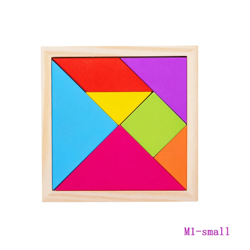 Wooden Tangram Puzzle – Colorful Geometric Brain Teaser