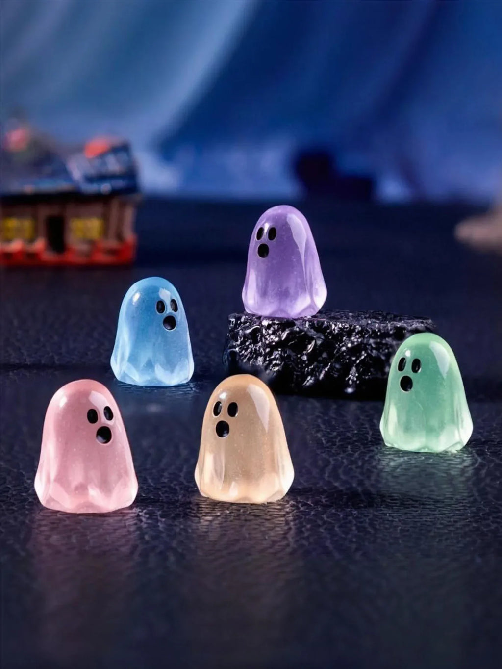 Glowing Ghost Figures, Mini Resin Halloween Figurines 5/10 Pcs