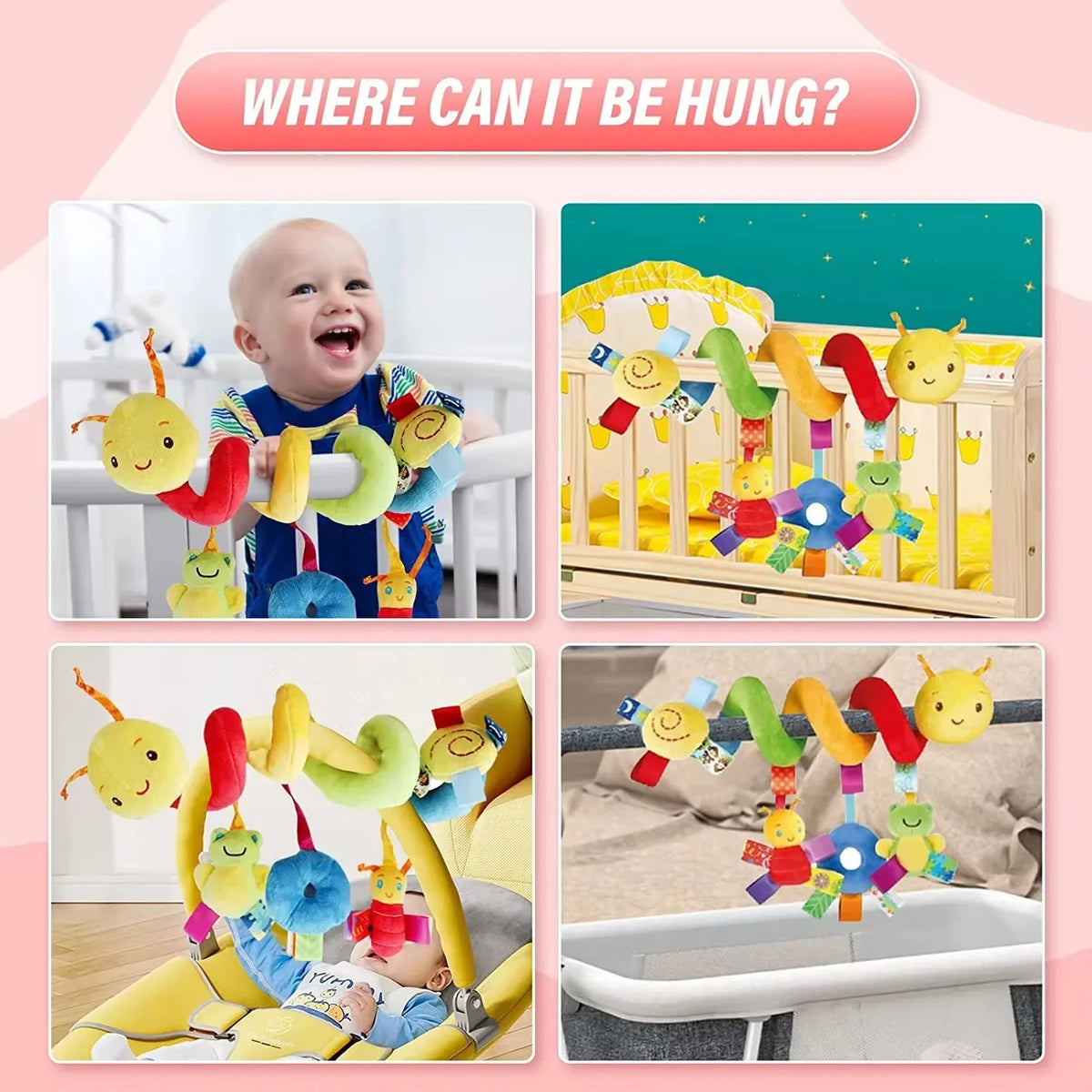 Baby Crib Hanging Toy – Spiral Stroller Rattle Activity Toy