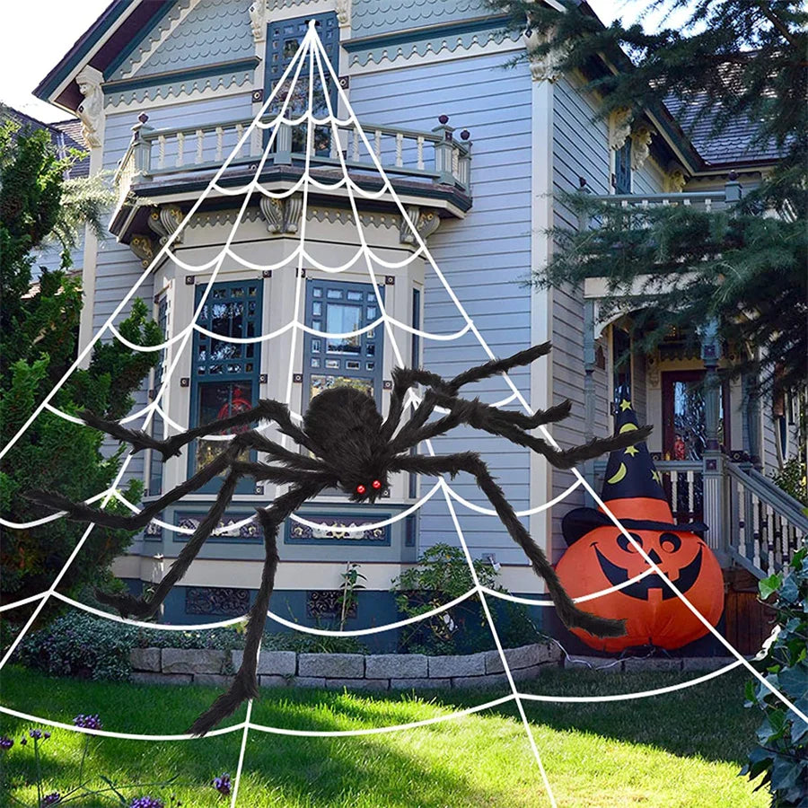 Giant Halloween Spider – Scary Spider Web Outdoor Decor