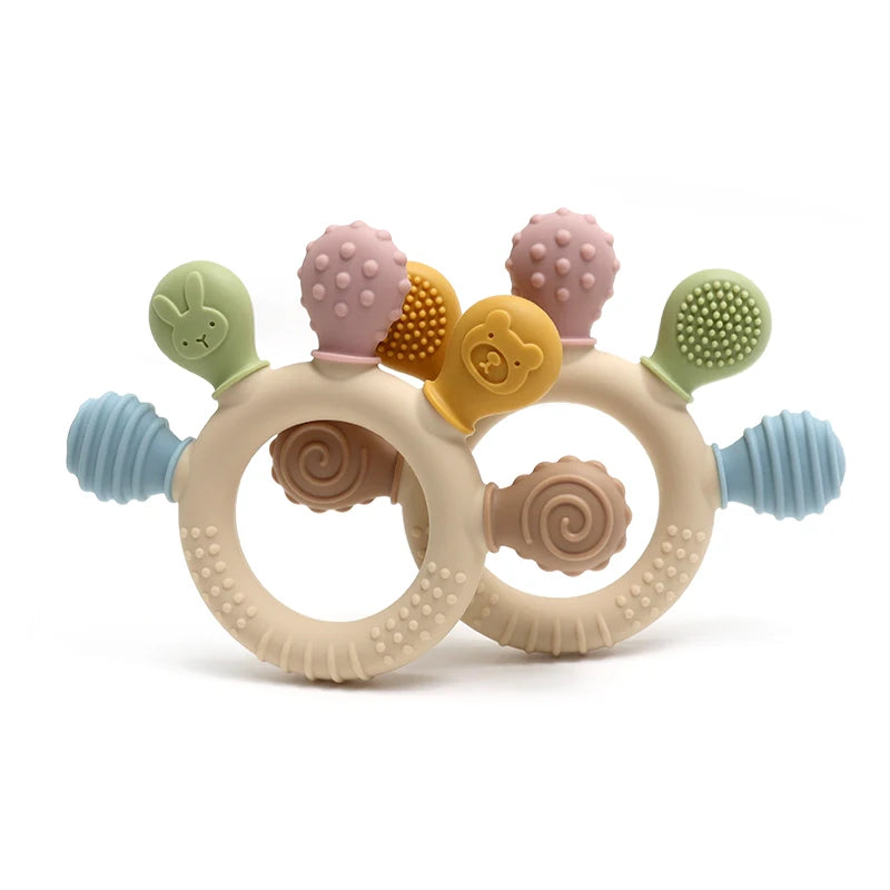 Silicone Baby Teether – Ring Sensory Chew Toy for Infants