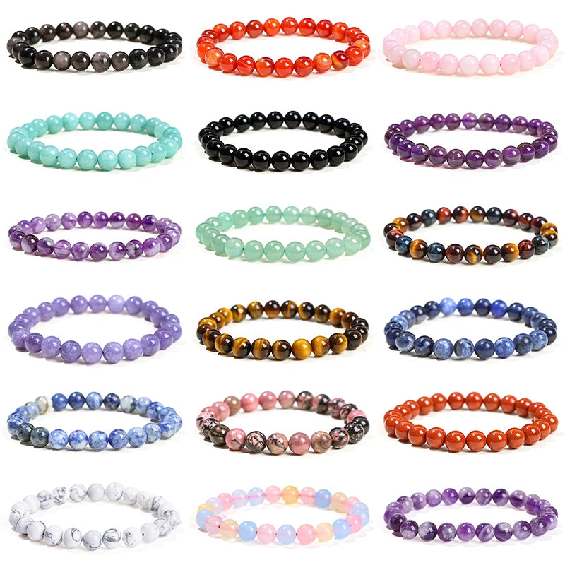 Natural Stone Bead Bracelet – Crystal & Agate Jewelry