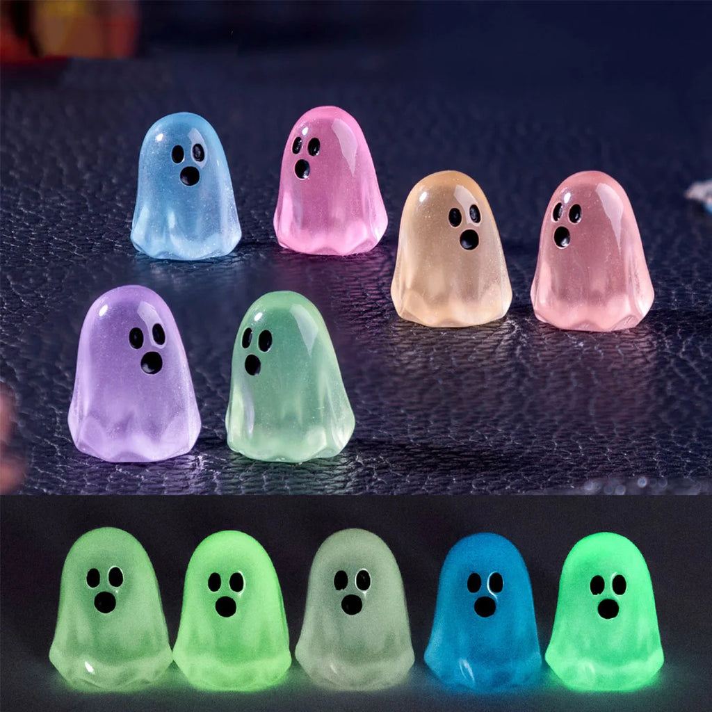 Glowing Ghost Figures, Mini Resin Halloween Figurines 5/10 Pcs