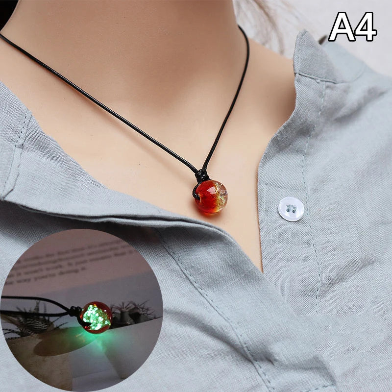 Glowing Gem Necklace Luminous Stone Halloween Pendant