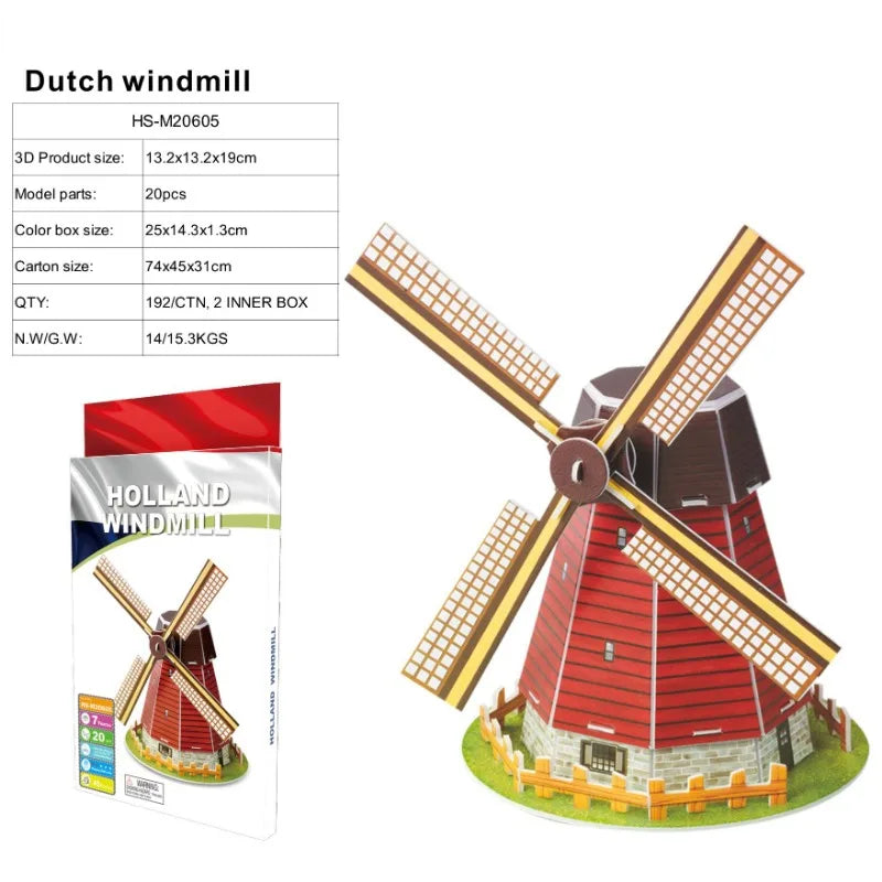 3D Architectural Puzzle Landmark Paper Building Model for Kids