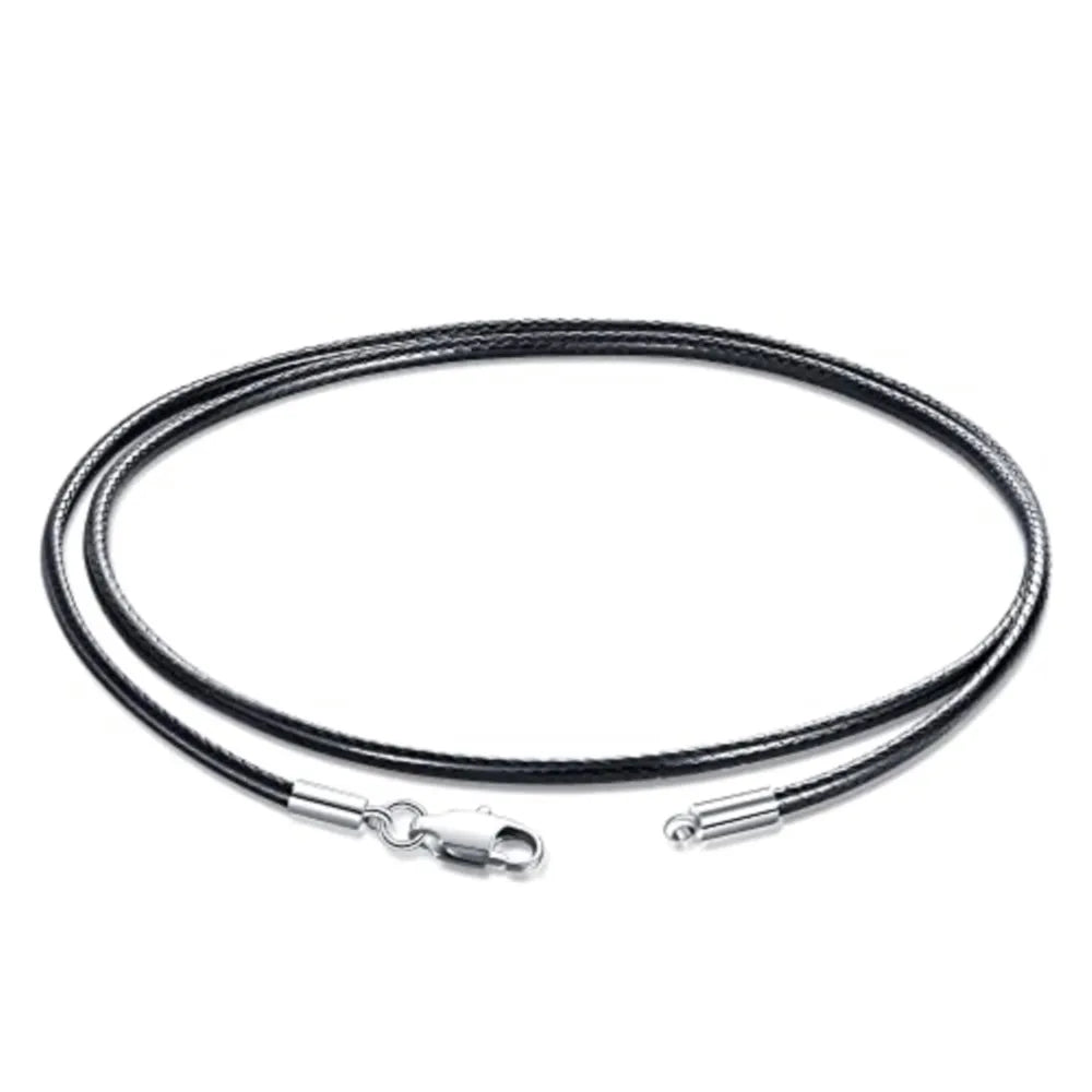 Braided Leather Necklace Cord – Waxed Rope with Clasp