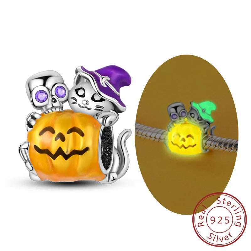 Halloween Charm Pendant Pumpkin Witch Bead Bracelet Jewelry