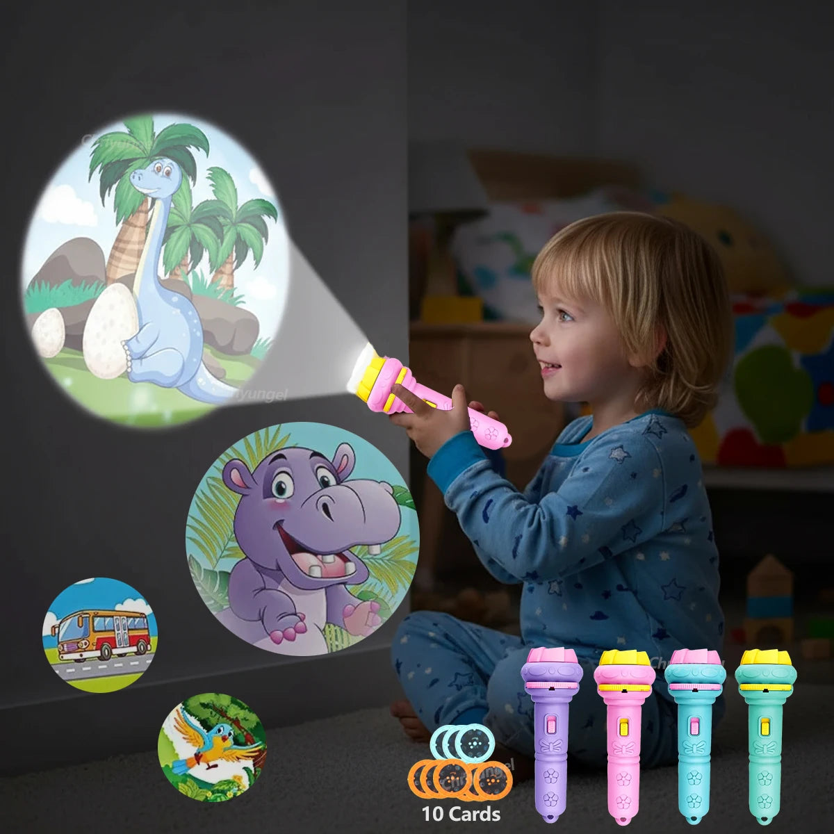 Kids Projector Flashlight – 10 Cards Picture Learning Toy