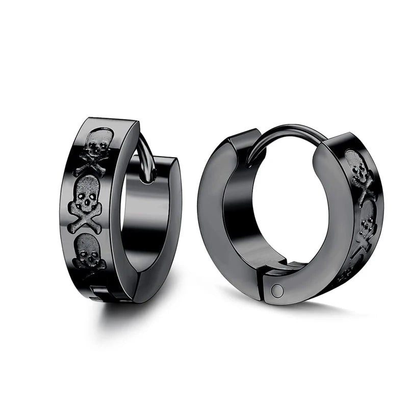 Design Stainless Steel Skull Drop Earrings For Women Men Fashion Gothic Street Hip Hop Ear Jewelry Pendant Cool Stud Earrings