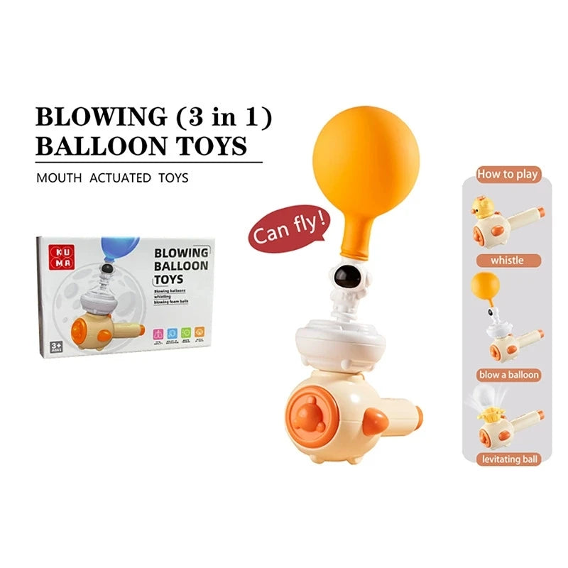 Montessori Sensory Toy 3-in-1 Blowing Floating Ball & Whistle Game