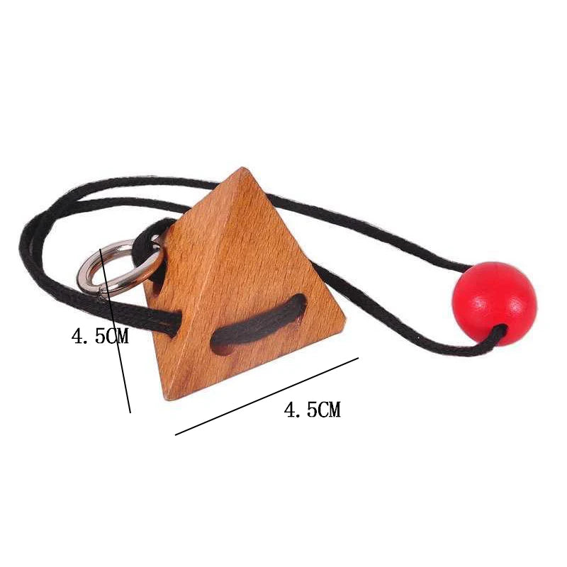 Wooden Brain Teaser Puzzle Rope Ring 3D Logic Challenge Toy