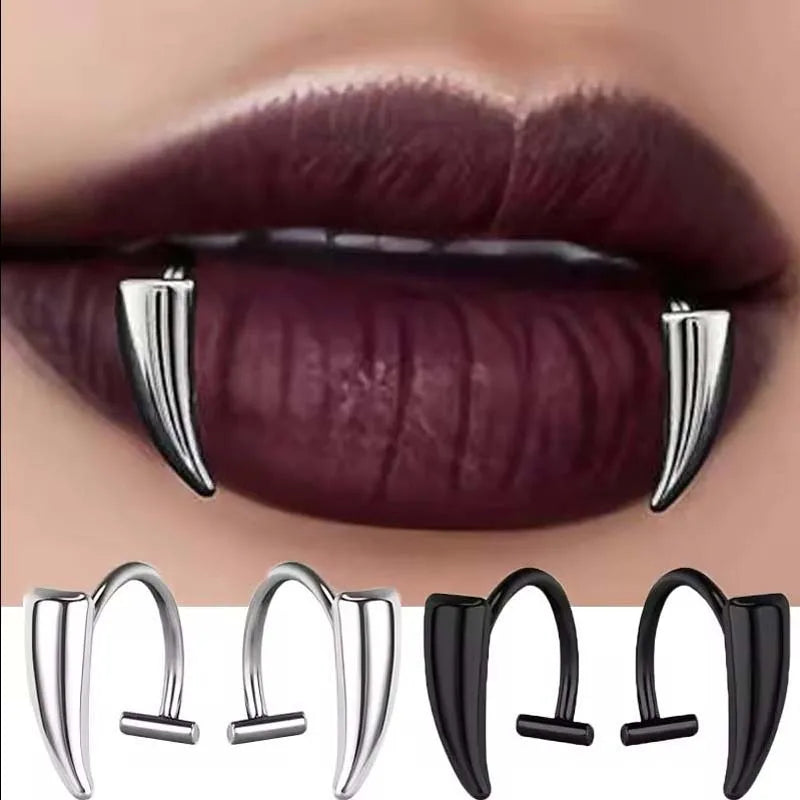 Gothic Lip Clip Sharp Teeth Fake Piercing Punk Jewelry