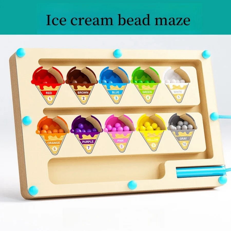 Magnetic Color Sorting Maze Wooden Number Puzzle Toy
