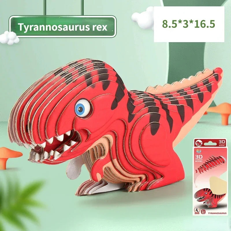 3D Dinosaur Puzzle Paper Animal Model Educational Toy