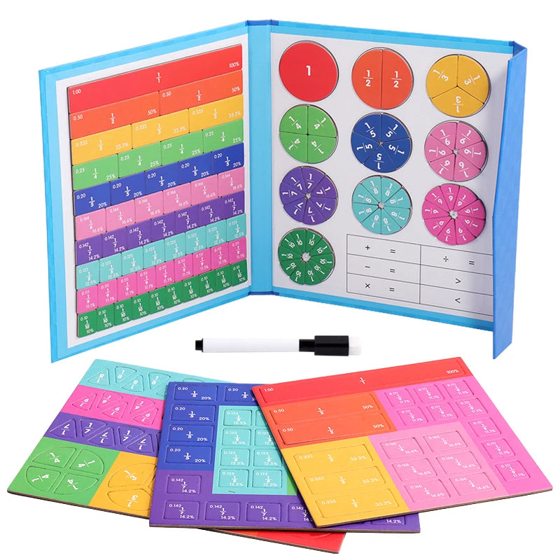 Magnetic Fraction Learning Toy, Wooden Math Teaching Set
