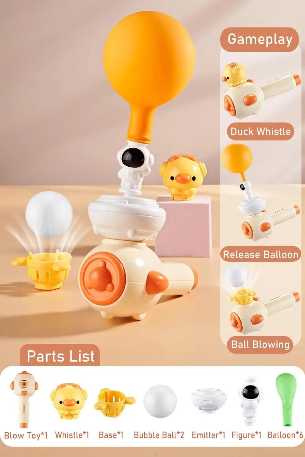 Montessori Sensory Toy 3-in-1 Blowing Floating Ball & Whistle Game