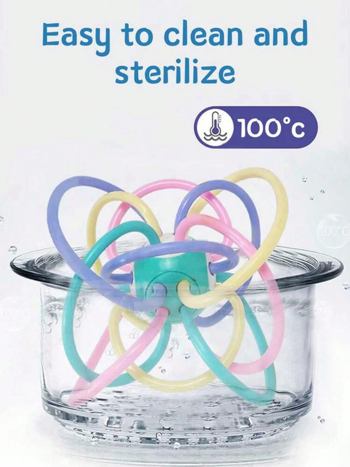 Baby Grasping Ball – Silicone Teether & Rattle Sensory Toy