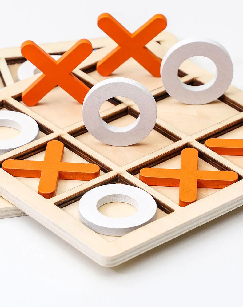 Wooden Tic Tac Toe Game – Kids XO Strategy Board