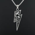 Skull Pendant Necklace Stainless Steel Lightning Design