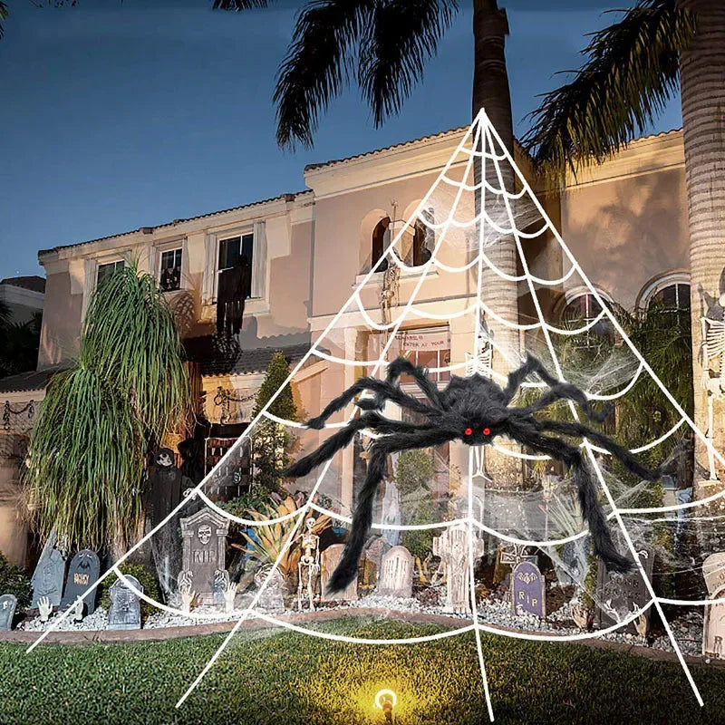 Giant Halloween Spider – Scary Spider Web Outdoor Decor