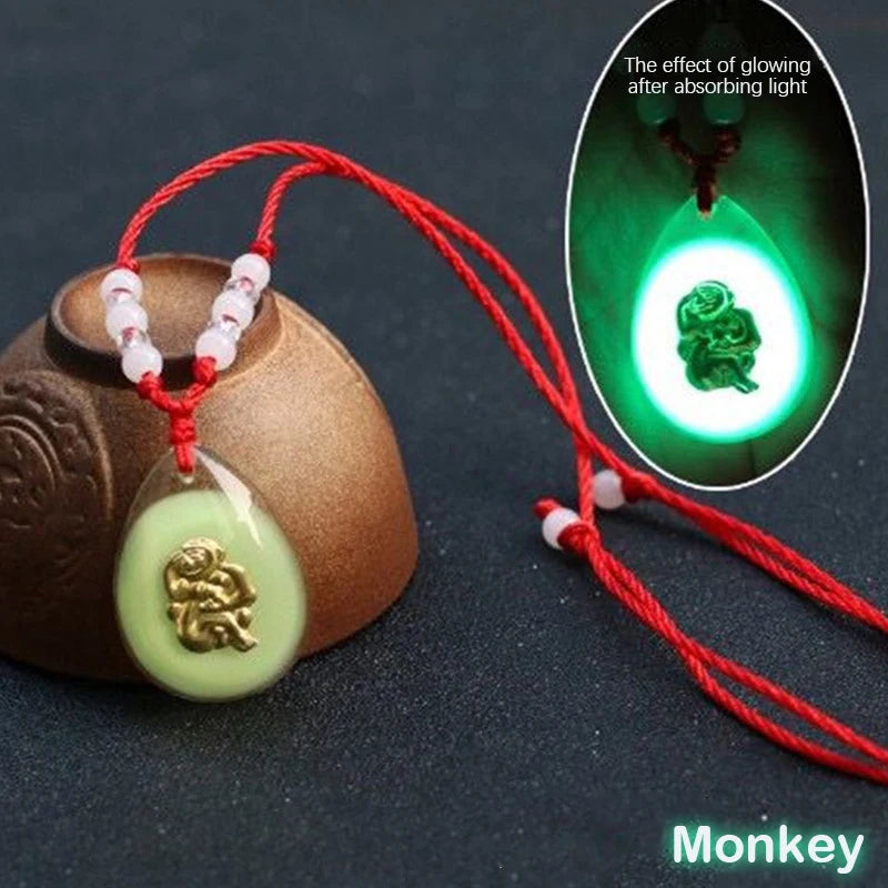Glowing Gem Necklace Luminous Stone Halloween Pendant