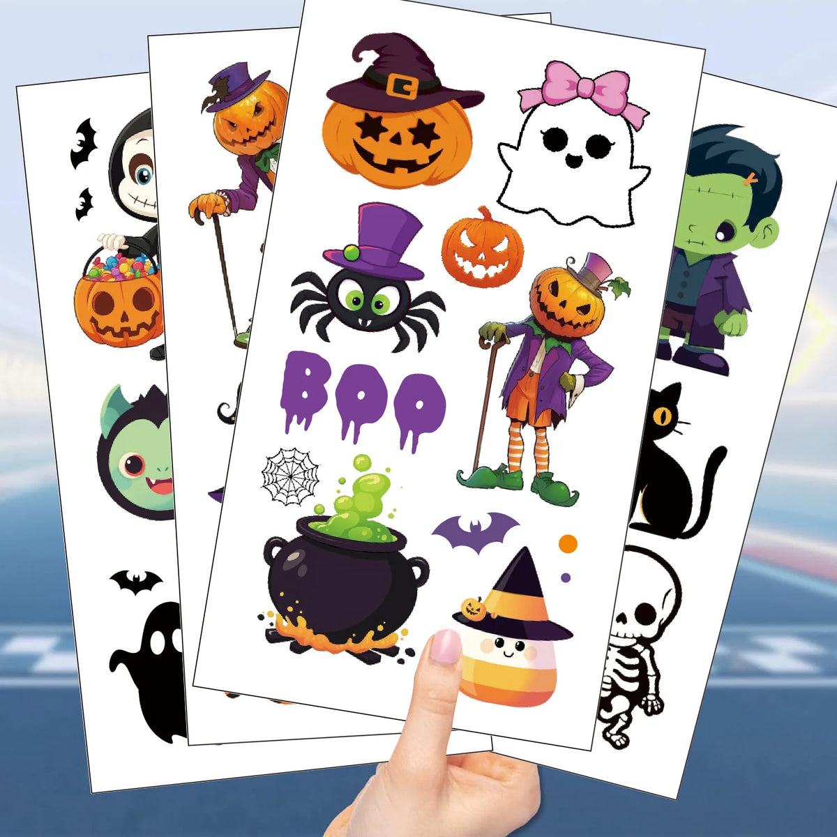 Halloween Temporary Tattoos 10 Sheets Pumpkin Waterproof Stickers