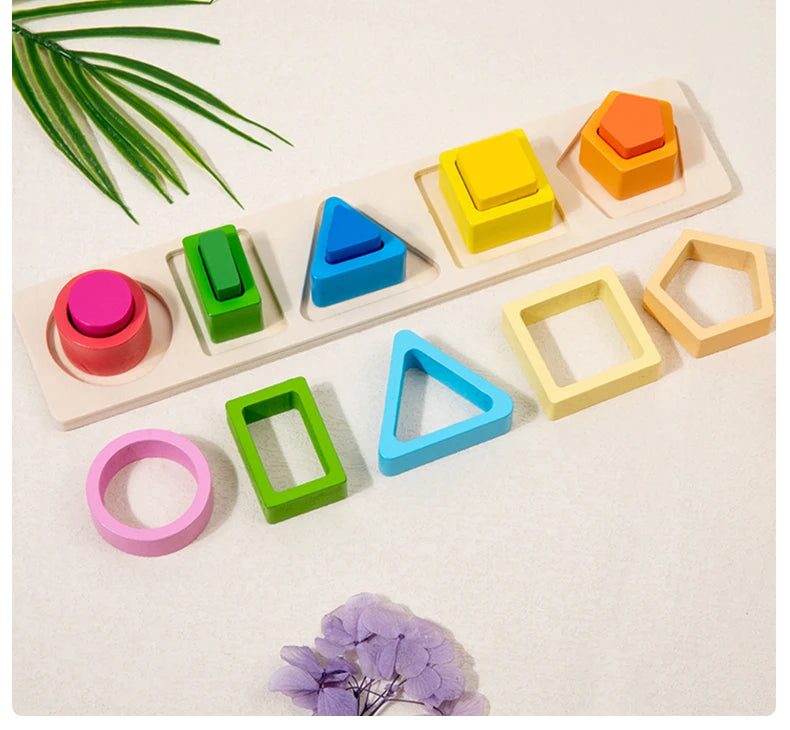 Montessori Sorting Toy – Wooden Shape & Color Stacking Game for Kids