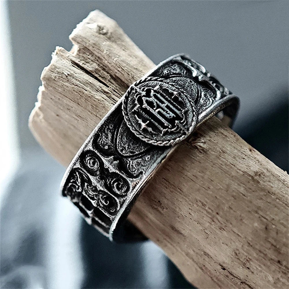 Gothic Architecture Ring Silver Retro Halloween Jewelry