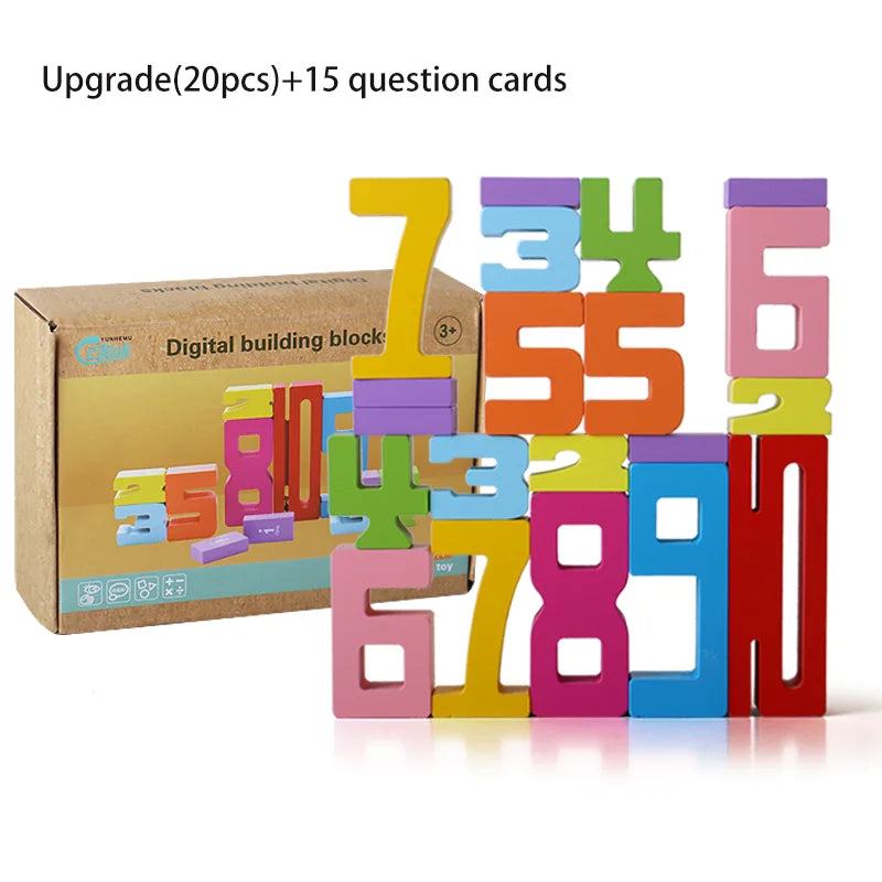 Wooden Number Blocks, Montessori Counting & Stacking Toy
