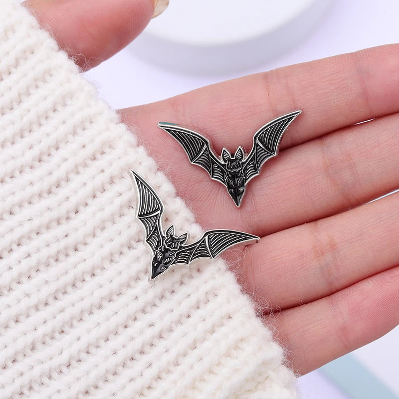 Gothic Bat Enamel Pin – Vintage Halloween Lapel Brooch