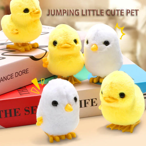 1/2Pcs Wind-Up Jumping Chicken and Duck Toys, Simulated Plush Chicken and Duck Walking Simulation, Halloween and Christmas Gifts