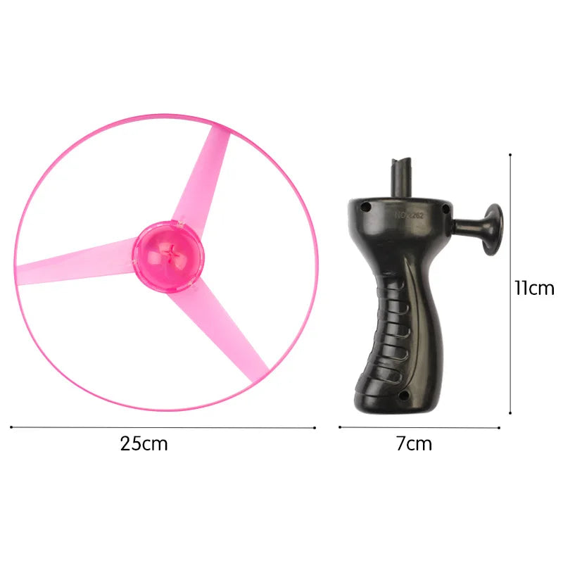 LED Flying Disc Toy Pull String Spinning UFO Outdoor Game