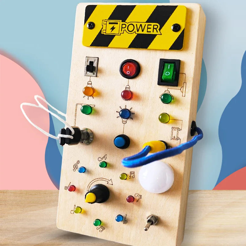 Wooden Busy Board for Kids – Montessori Sensory Learning Toy