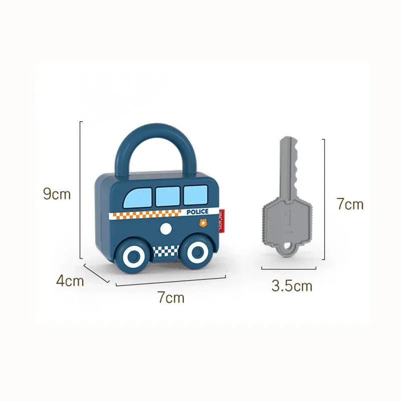 Lock and Key Puzzle Toy – Car-Shaped Montessori Matching Game