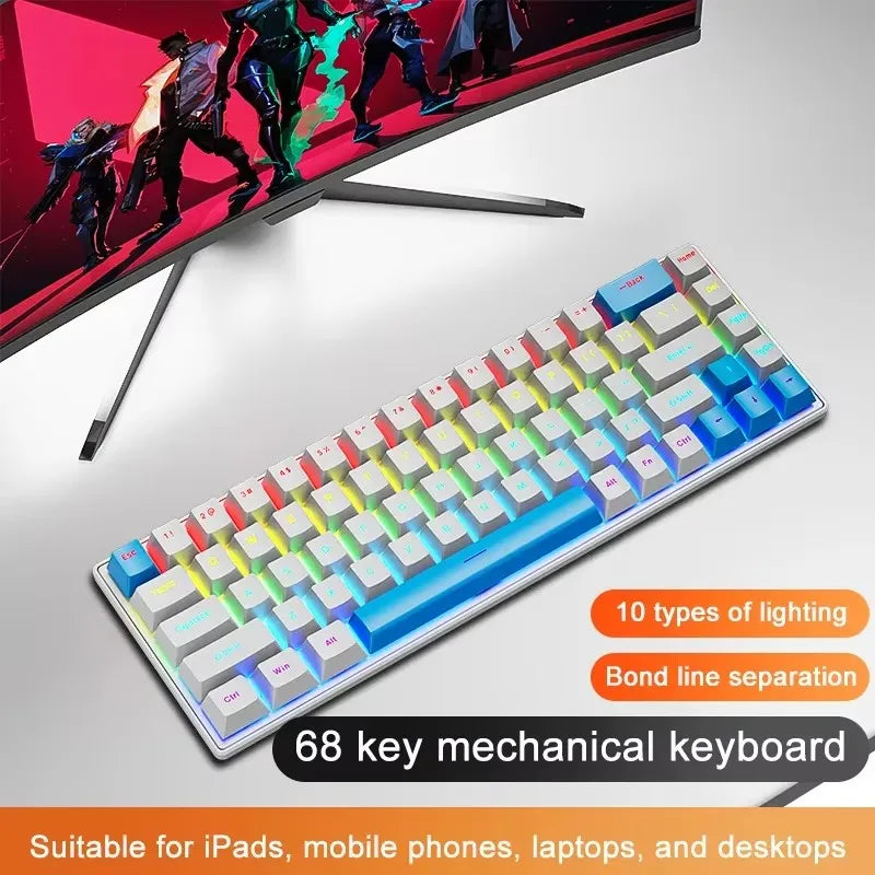 68 Key Mechanical Keyboard – RGB Wired Gaming & Office Keyboard
