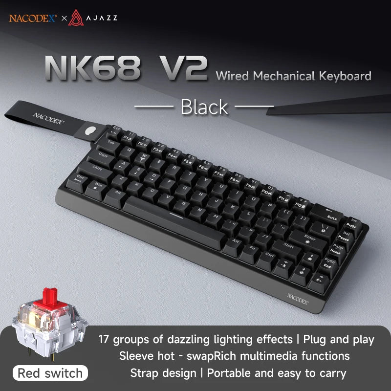 Portable Mechanical Gaming Keyboard – RGB Hot-Swappable USB