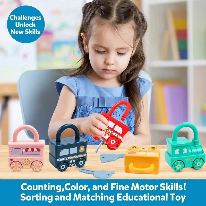 Educational Puzzle Toy Car Shaped Matching Lock Game for Kids