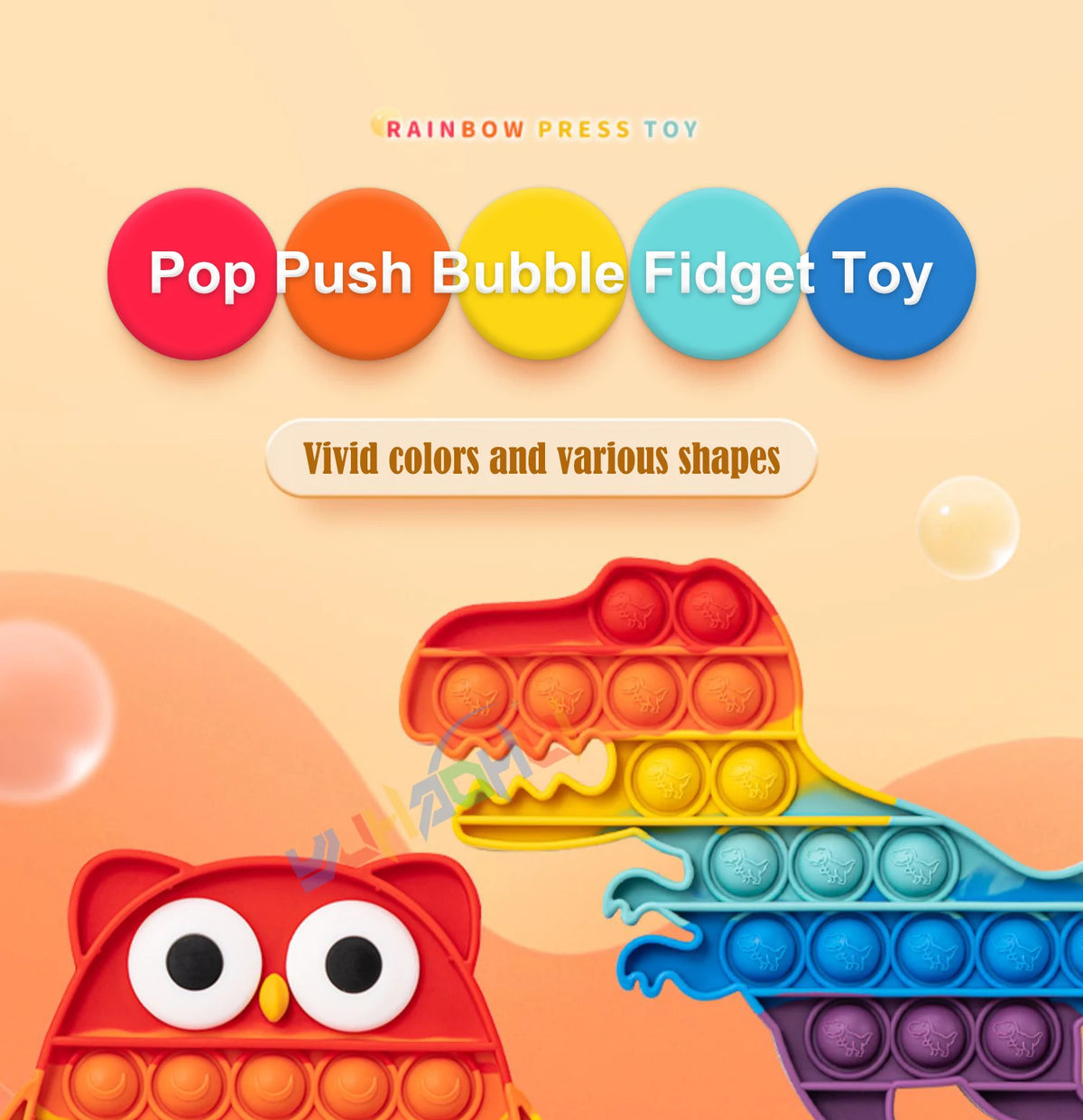 Pop It Fidget Toy – Rainbow Bubble Pop Sensory Stress Relief Toy