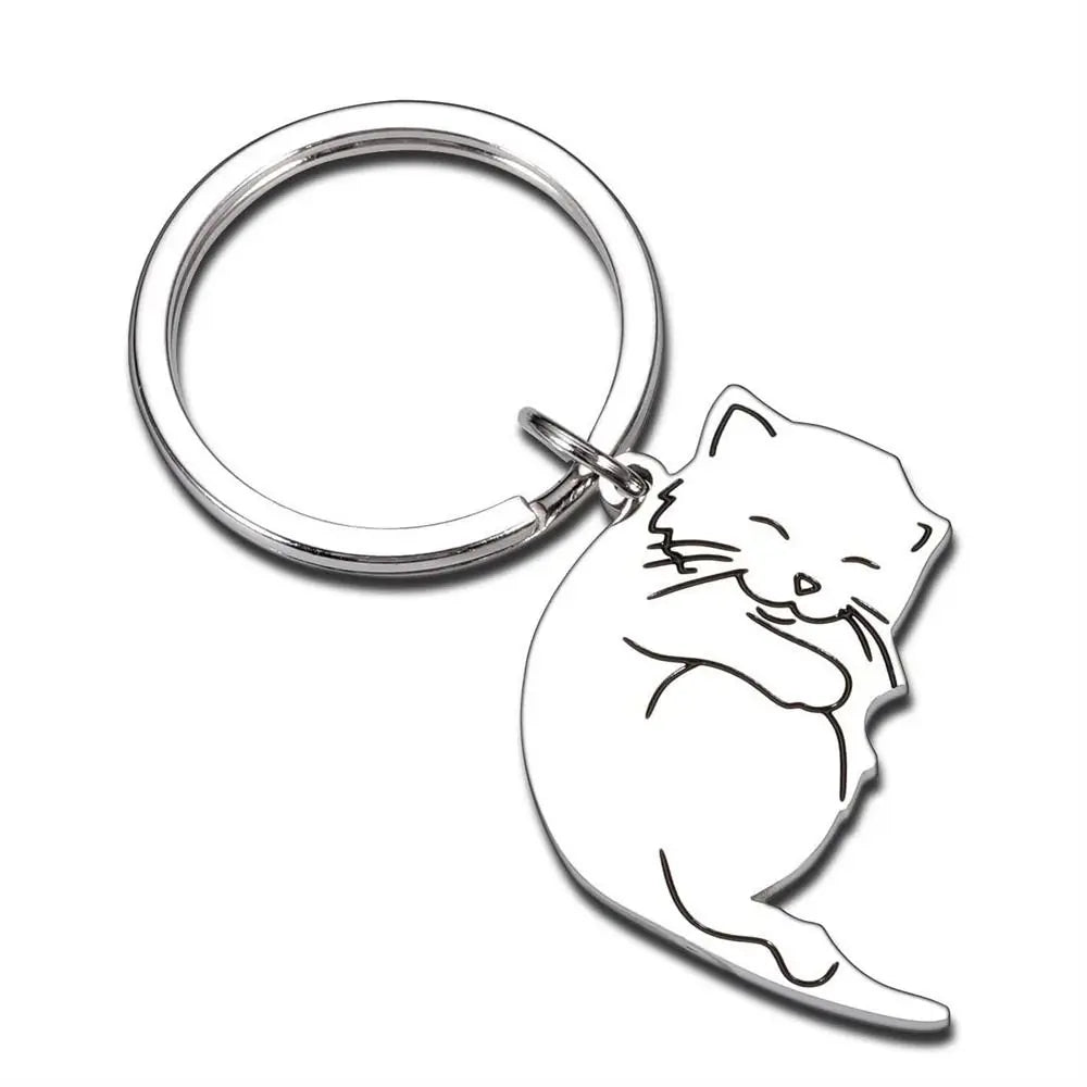 Matching Cat Keychains, 2-Piece Cat Key Ring Set for Couples